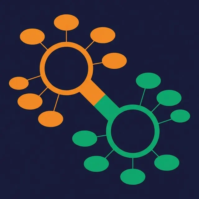 Hubs connected by Link tables representing relationships between business entities